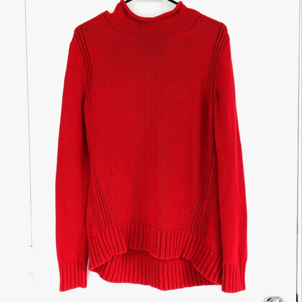 J. Crew Vintage Red Cotton Rollneck Sweater, Sz Medium
